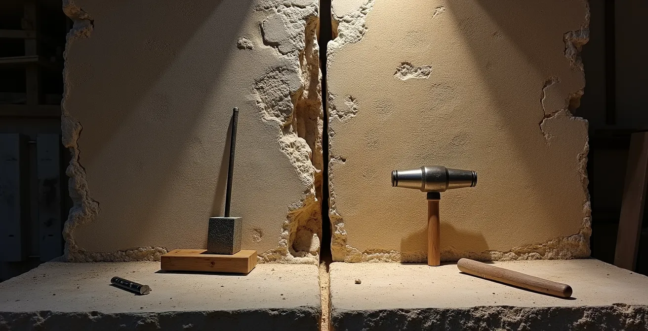 Artisan tailleur de pierre travaillant sur un chapiteau médiéval