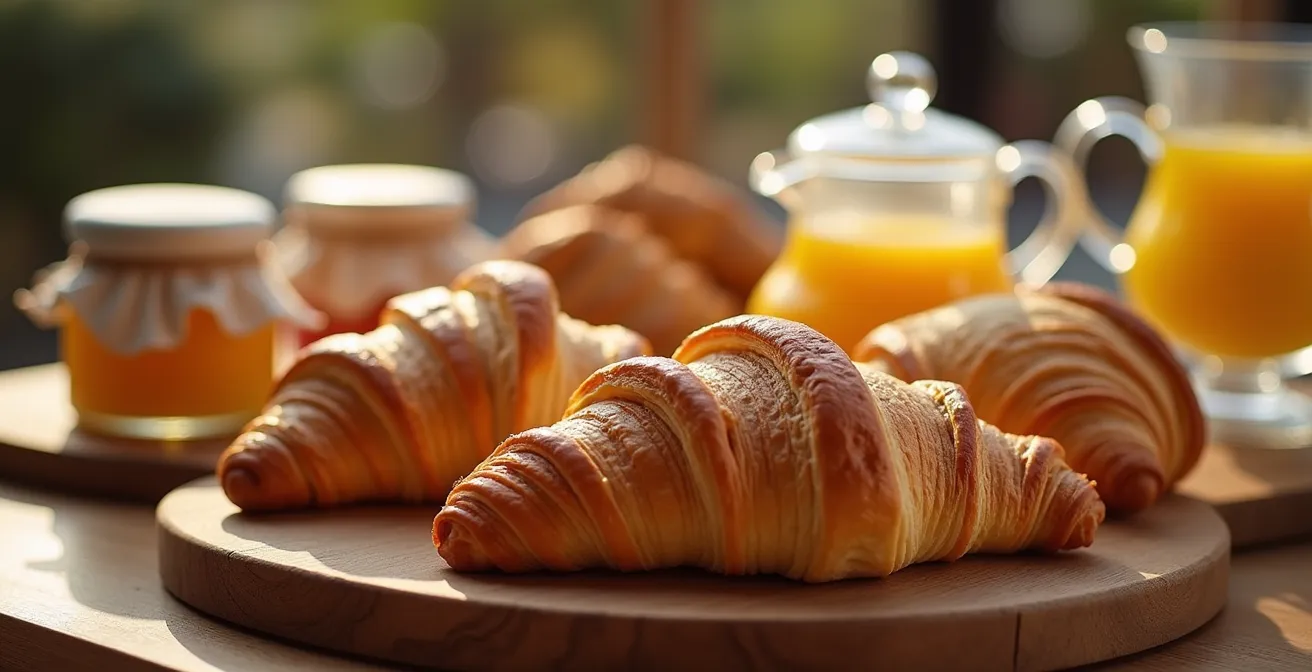 Buffet de petit-déjeuner artisanal avec produits frais et présentation soignée