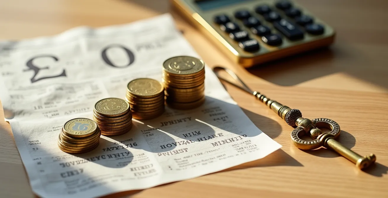 Calculatrice et documents de réservation avec pièces d'euros illustrant les frais additionnels