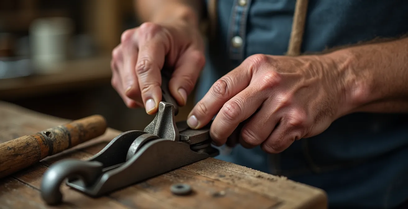 Artisan en costume traditionnel montrant son savoir-faire dans un atelier d'écomusée