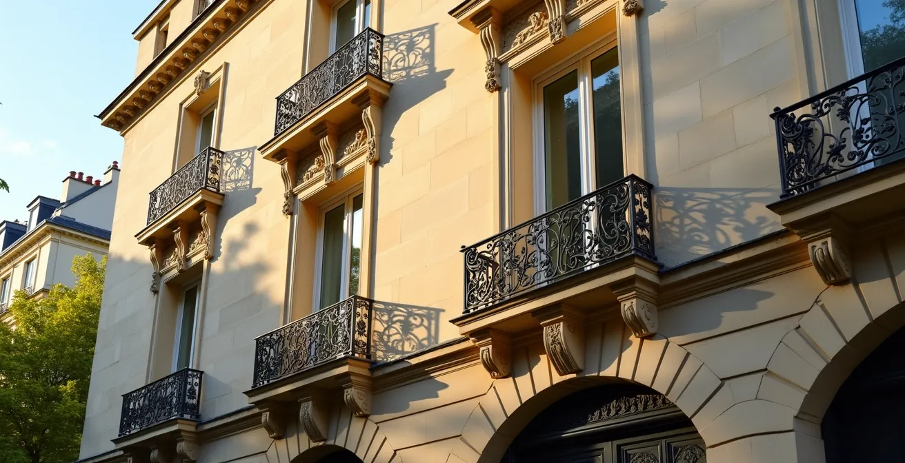 Coupe transversale d'un immeuble haussmannien montrant la hiérarchie des étages