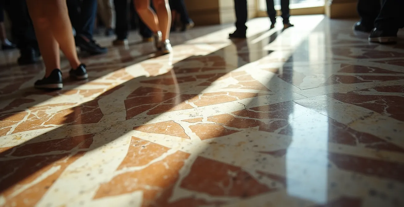 Vue aérienne de la foule dense dans la Galerie des Glaces de Versailles