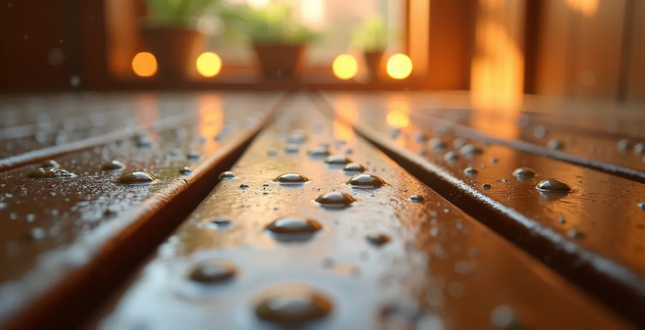 Vue macro des textures et surfaces dans un spa montrant les zones à risque